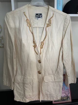 Chaqueta Bocento lino beis - Talla 42