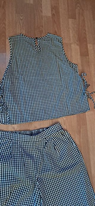 Conjunto SHEIN vichy blanco-negro, talla 7