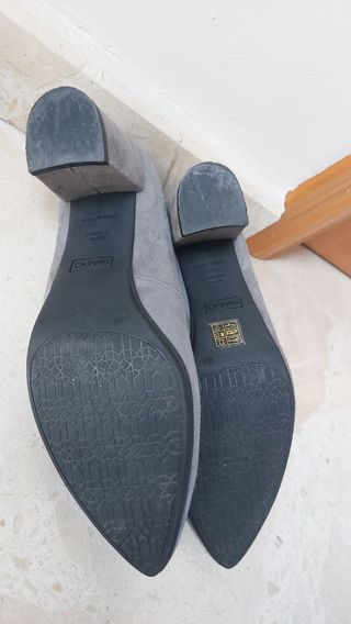 Zapatos MIMAO ante gris tacón piel ante 