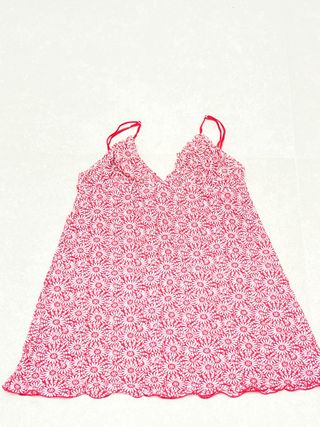 Camisón rojo - Corto gasa floral