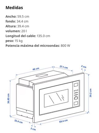 Microondas IKEA VÄRMD 300 negro,