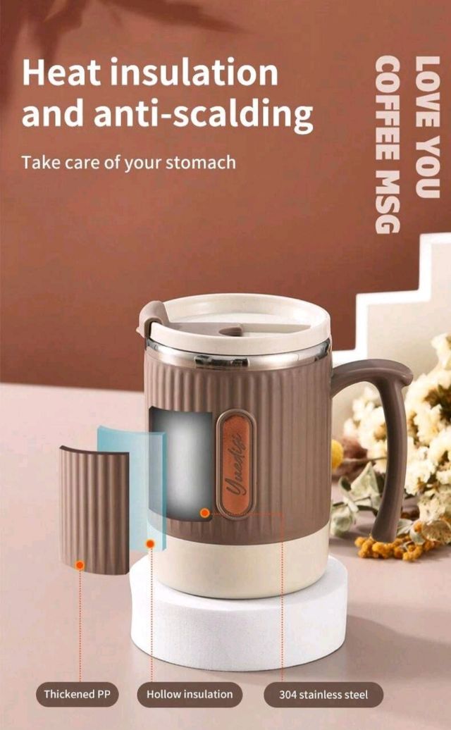 Tazza termica multifunzionale con cucchiaio e coperchio