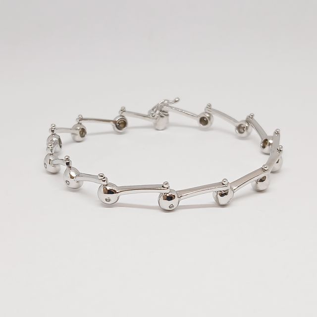 Pulsera Oro Blanco Articulada Botones Brillantes