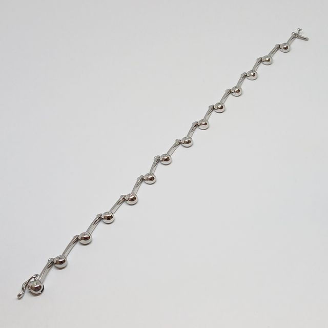 Pulsera Oro Blanco Articulada Botones Brillantes