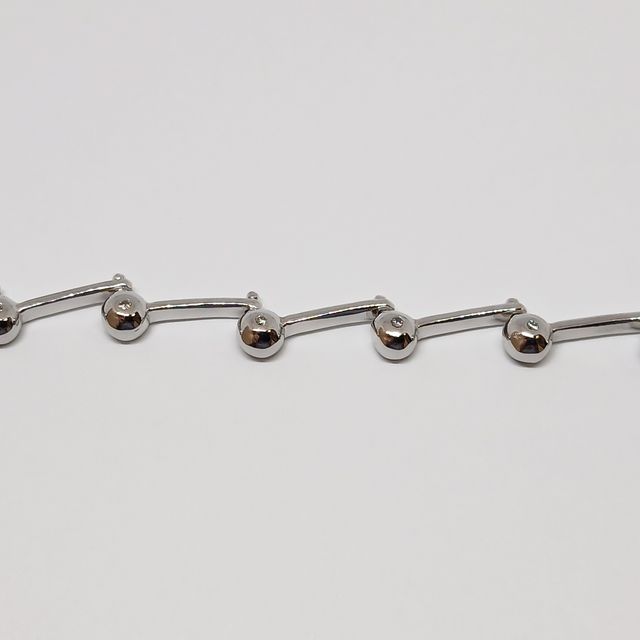 Pulsera Oro Blanco Articulada Botones Brillantes