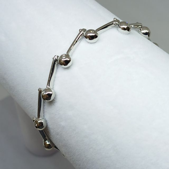 Pulsera Oro Blanco Articulada Botones Brillantes