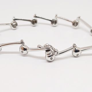 Pulsera Oro Blanco Articulada Botones Brillantes