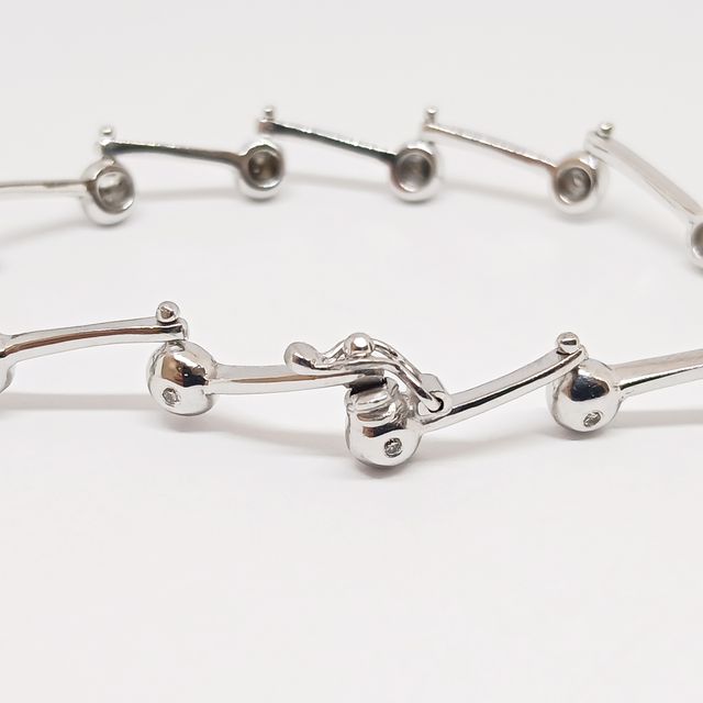 Pulsera Oro Blanco Articulada Botones Brillantes