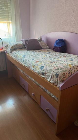 Cama nido infantil - marrón y morada