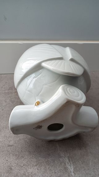 Búho porcelana blanco dorado 22cm
