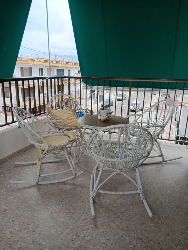 Conjunto jardín mimbre blanco