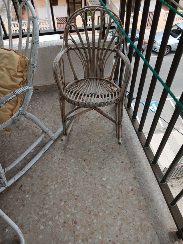 Conjunto jardín mimbre blanco