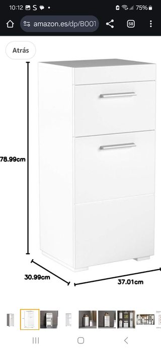 Armario baño blanco Trendteam 37x79x31cm