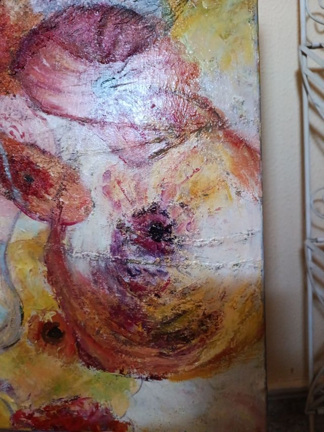 Cuadro Flores Abstracto grande. Óleo