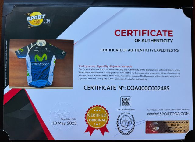 Maillot Oficial y firmado de Alejandro Valverde