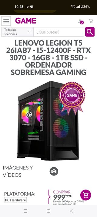 PC Lenovo Legion RTX 3070