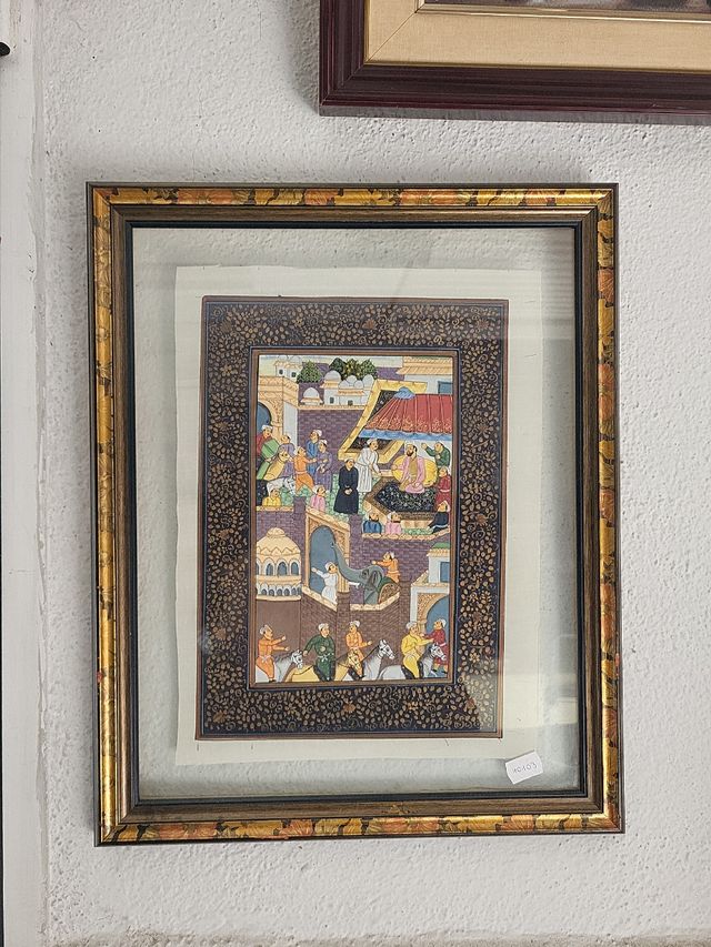 Pintura seda hindú enmarcada