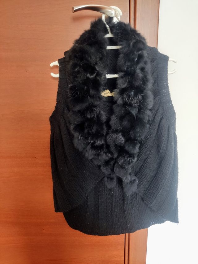 Chaleco negro punto-piel