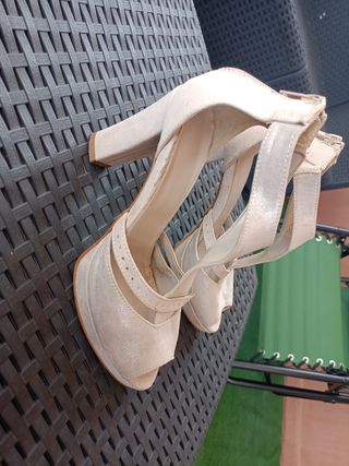 Sandali beige donna 38 - tacco medio