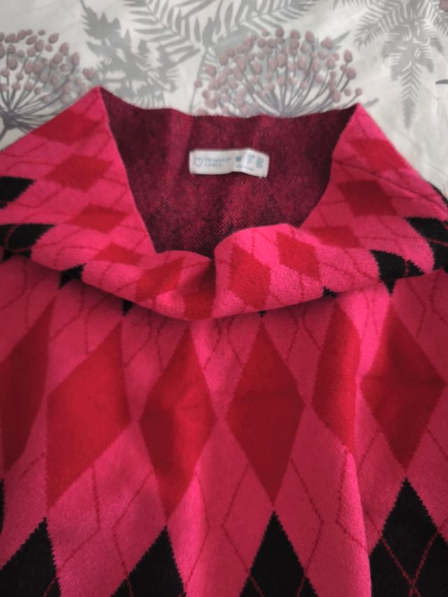 Falda lana rosa-rojo