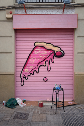 pinto MURAL Graffiti en cierres persianas rótulo