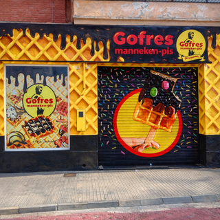 pinto MURAL Graffiti en cierres persianas rótulo