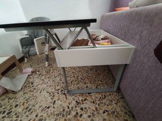 Mesa centro elevable blanco-negro