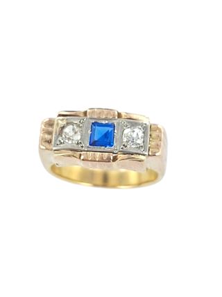 Anillo vintage oro 18k brillantes.