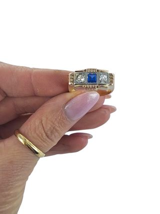 Anillo vintage oro 18k brillantes.