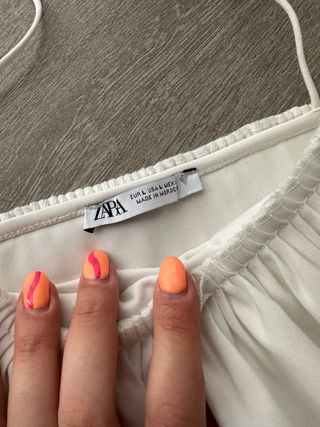 Top blanco Zara - volantes - talla L