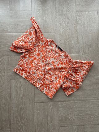 Top Zara - Talla M - Naranja - Floral