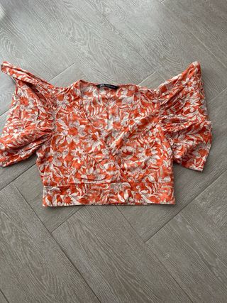 Top Zara - Talla M - Naranja - Floral
