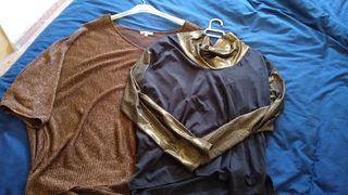 2 blusas de manga larga motivos dorados para fiest