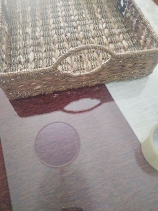 Lote Bandeja mimbre y cesta marrón