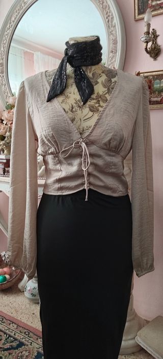 Blusa beige Stradivarius - Manga larga