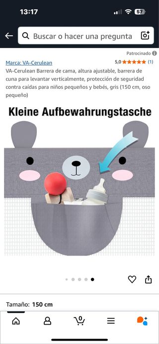 Barrera cama niño VA-Cerulean 150cm