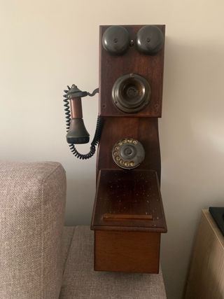 Teléfono pared vintage madera