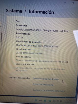 Portátil Acer blanco Core i3