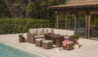 Sofá rinconera jardín - ratán