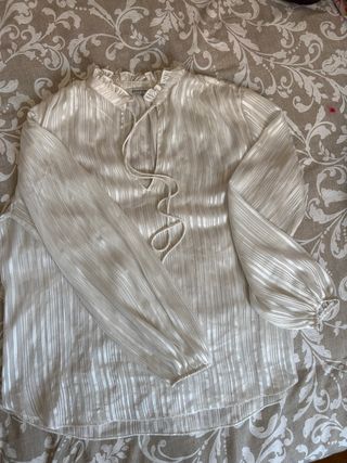 Blusa seda blanca manga larga