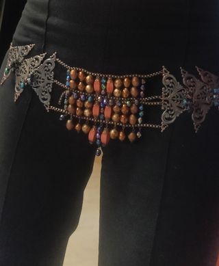 Cinturón étnico marrón y naranja