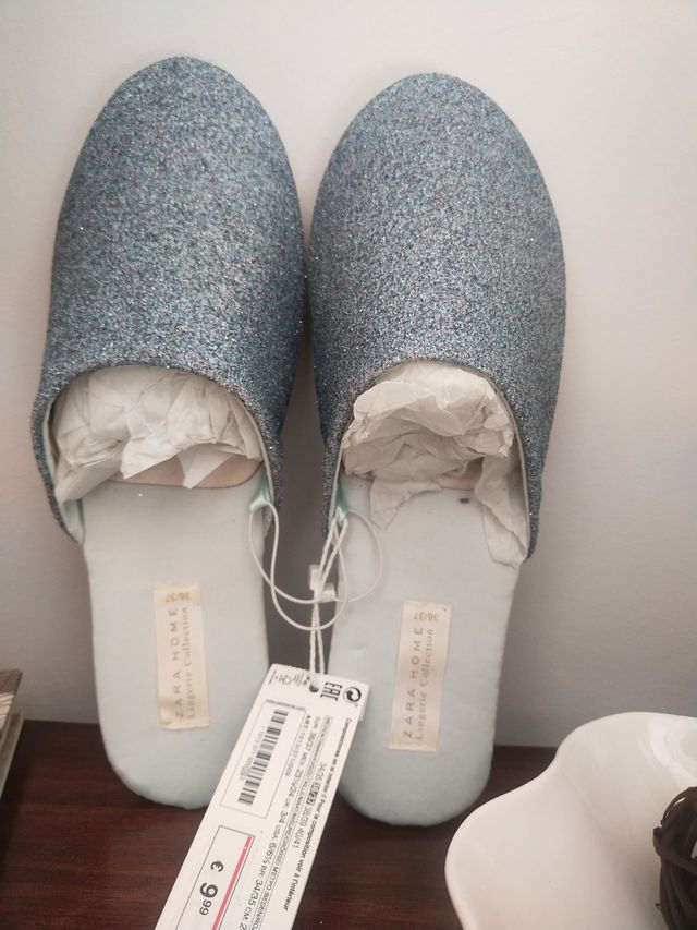 Zapatillas Zara Home, azul y plata, 36-37