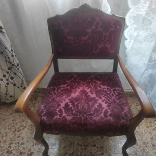 Sillón vintage madera-terciopelo