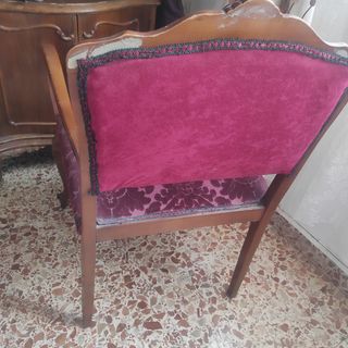 Sillón vintage madera-terciopelo