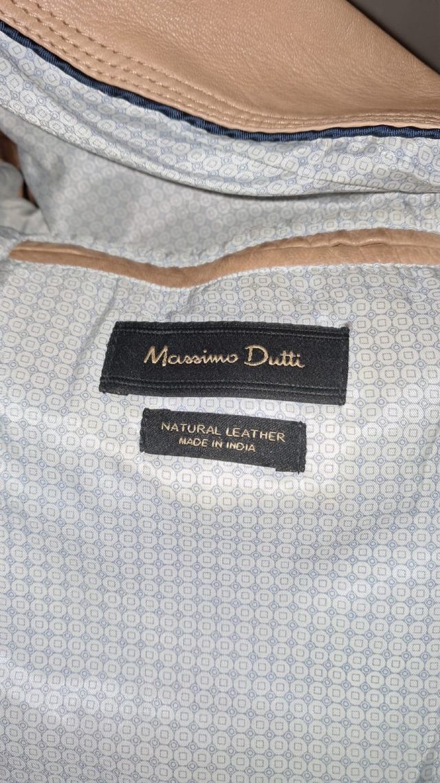 Chaqueta cuero Massimo Dutti beige