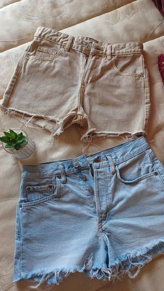 Shorts Zara - beige & azul claro