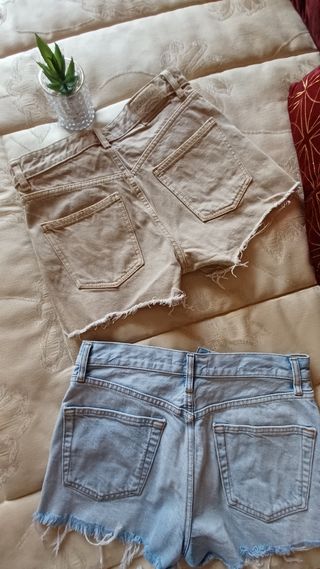 Shorts Zara - beige & azul claro