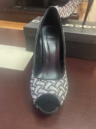 Tacones fiesta negros plata