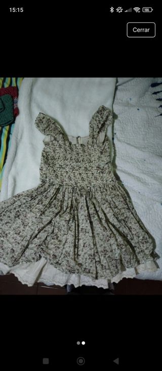 Vestido floral niña beige