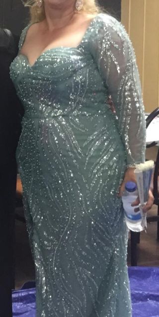 Vestido largo fiesta - Verde azulado